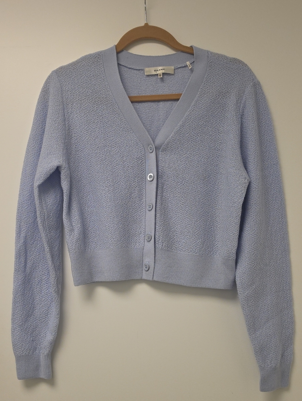 Frame Light Blue V-Neck Button Cardigan